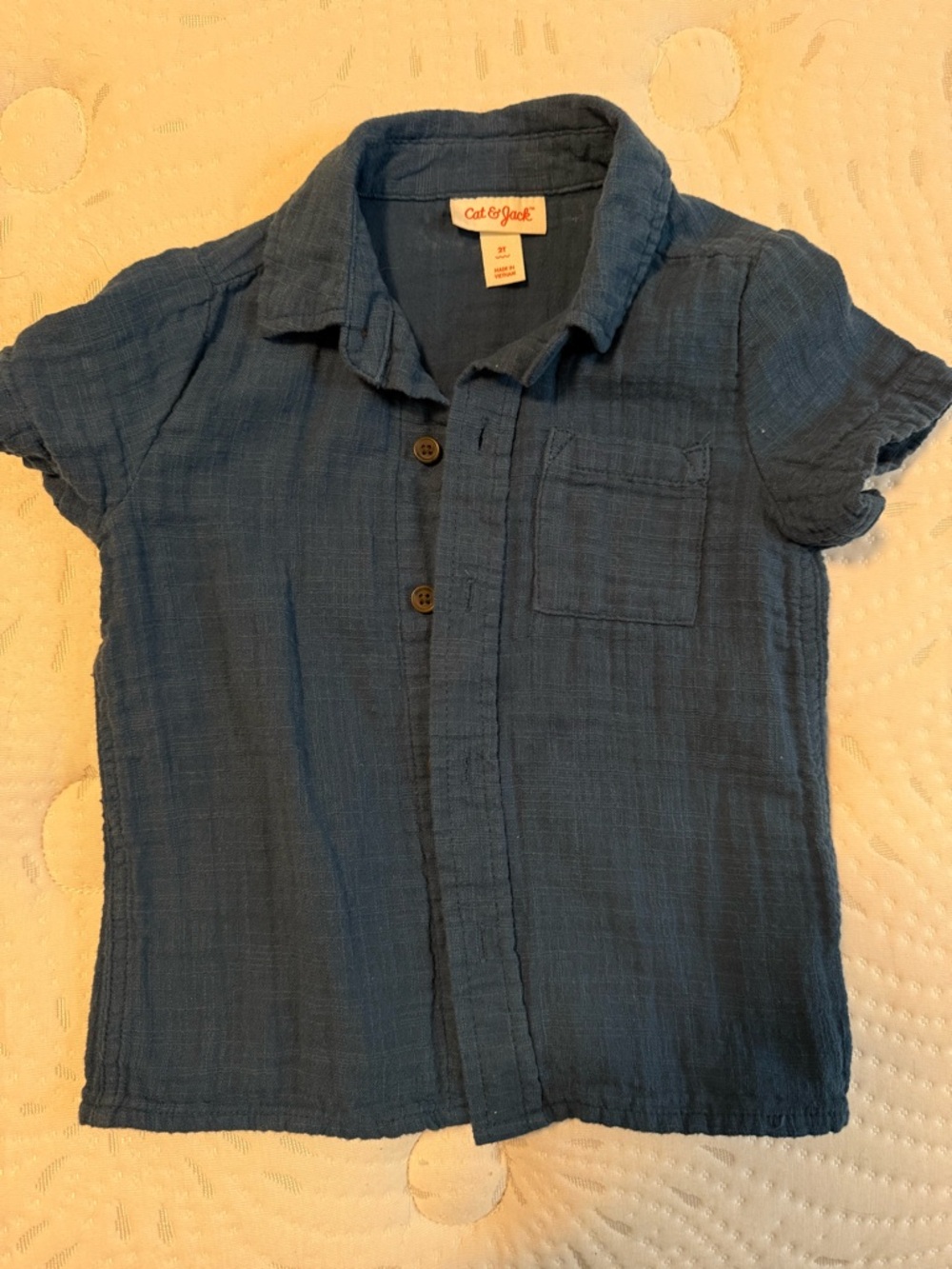 Cat & Jack Navy Blue Short-Sleeve Button-Front Shirt